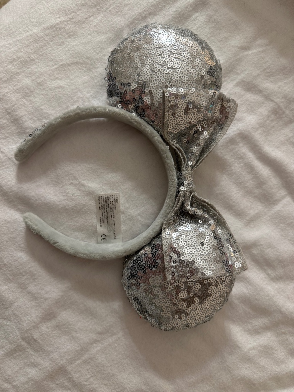 Silver Sequined Minnie Ears Classic Silver Sequin Minnie Mouse Ear Headband